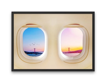 Istanbul City Print, Airplane Window View Print, Bosphorus Bridge Print, Turkey Wall Art, Istanbul Skyline Art, Turkey Cityscape Print