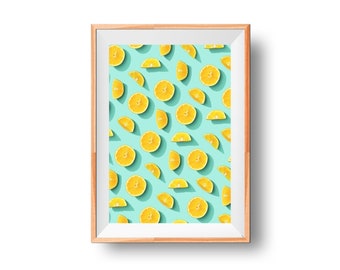Lemon Artwork, Citrus Wall Decor, Summer Poster, Lemon Slices Print, Tangy Wall Art, Citrus Summer Art, Zesty Poster, Lemon Wall Print