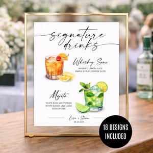 Letrero de bebida exclusiva para él y para ella, plantilla para menú de bar de bodas, letrero de cóctel para parejas, letrero de bebida exclusiva para bodas, letrero de bar para bodas