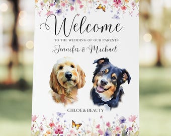 Custom Pet Wedding Welcome Sign: Animated Portrait (digital