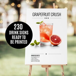 Cocktail Drink Sign Template Drink Sign Wedding Drink Recipe Sign