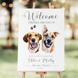Custom Dog Portrait Wedding Welcome Sign: Animated Pet Decor (Digital Download)