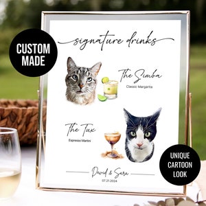 Custom cat signature drink sign from photo Custom Cat signature drink menu Cat Signature cocktail sign Cat drink sign Cat cocktail