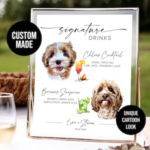Pet Portrait Wedding Decor | Dog Of Honor | Dog Cocktail | Custom Pet Wedding Sign | Bar Print | Pet Drink Sign | Wedding Bar Sign