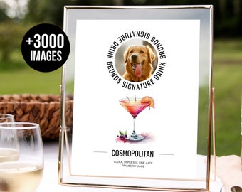 Pet Signature Drink Sign Signature Cocktail Sign Dog Dog Signature Drink Cocktail Sign Pet Pet Wedding Bar Menu +3000 Drink Images