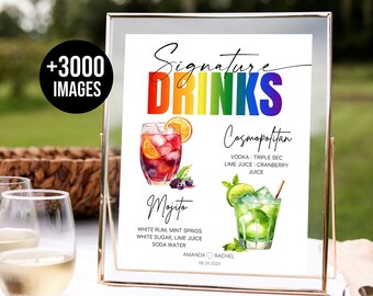 LGBTQ Pride Drink menu sign, Signature Drink Menu, Signature Drink Sign Template, Cocktail Sign, Pride signature drink +3000 drink images