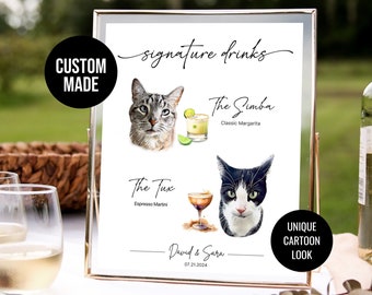 Custom cat signature drink sign from photo Custom Cat signature drink menu Cat Signature cocktail sign Cat drink sign Cat cocktail