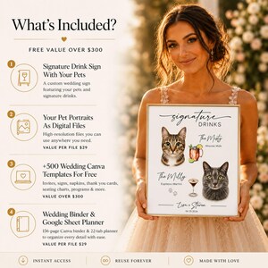 Custom Pet Signature Drink Sign Dog Portrait Bar Menu Wedding Bar Menu Sign with Dog Cocktail Drink Sign Wedding Drink Sign with 1-4 Pets image 12