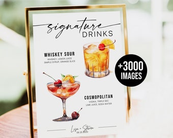 Signature Drink Sign, Signature drink sign wedding, Signature drink menu, Signature Cocktail, Wedding Bar Menu Cocktail, 3000+ Drink Images