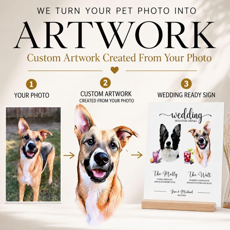 Cat Signature Drink Sign Wedding Bar Menu Digital Printable Pet Cocktail Menu Wedding Decor Dog Bar Sign for Bridal Showers Cat Hen Parties image 2