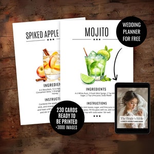 Modello di schede di ricette per cocktail Schede di ricette per bevande modificabili Schede per bevande Schede per cocktail Ricetta fai da te Schede per bevande Menu del bar +3000 immagini di bevande