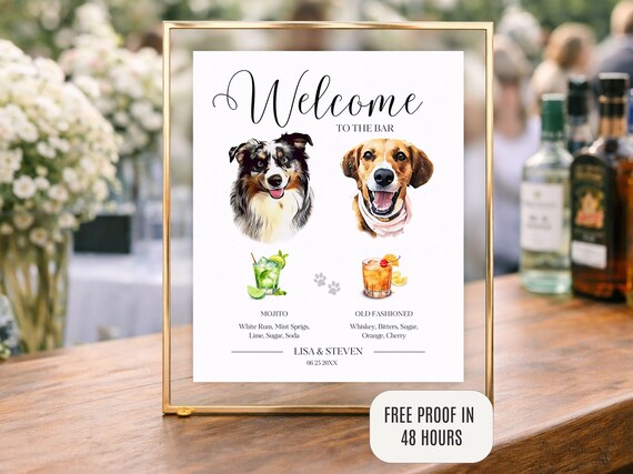 Pet Signature Drink Sign Wedding Bar Menu Digital Printable Pet Cocktail Menu Wedding Decor Custom Dog Wedding Signs Memorial Pet Bar Sign