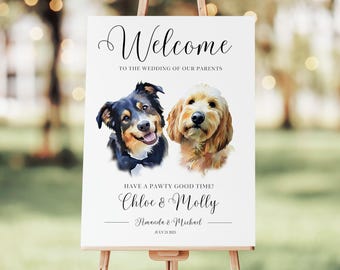 Pet Dog Wedding Welcome Sign Personalized Wedding Sign Pet Custom Wedding Signs Dog Wedding Signage Welcome Wedding Signs With Dog