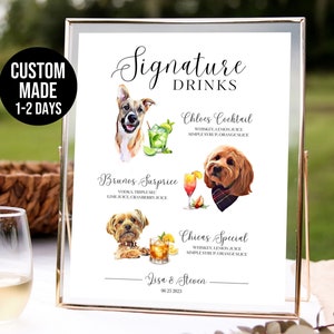 Custom Pet signature drink menu, Dog signature drink sign, Custom bar menu, Dog drink sign, Pet drink sign, Dog cocktail, Signature cocktail