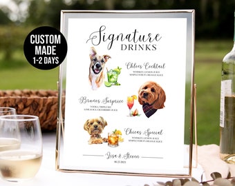 Custom Pet signature drink menu, Dog signature drink sign, Custom bar menu, Dog drink sign, Pet drink sign, Dog cocktail, Signature cocktail