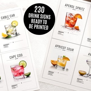 Cocktail Drink Sign Template Drink Sign Wedding Drink Recipe Sign
