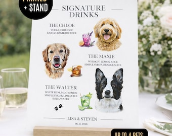 Custom Pet Signature Drink Sign Printed Wedding Bar Menu Sign Dog Wedding Bar Sign Pet Wedding Bar Decor Print Pet Bridal Shower Sign