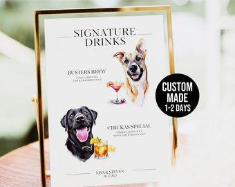 Custom dog signature drink sign Pet signature drink menu Custom bar menu Dog drink sign Pet drink sign Dog cocktail Signature Dog cocktail