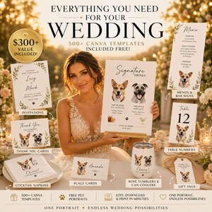 Custom Pet Signature Drink Sign Dog Portrait Bar Menu Wedding Bar Menu Sign with Dog Cocktail Drink Sign Wedding Drink Sign with 1-4 Pets image 13
