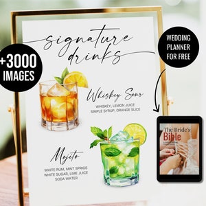 His and her drink sign wedding his hers cocktail drink sign signature drink menu signs single signature sign +3000 Images WT85