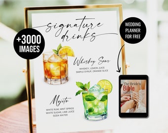 Signe de boisson pour lui et pour elle, signe pour un cocktail pour lui, signature pour le menu des boissons + 3000 images WT85