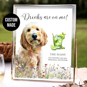Pet Bar Sign, Wedding Dog Signature Drink Sign, Personalized Pet Cocktail Sign, Watercolor Pet Portrait Bar Sign, Watercolor Wedding Drinks