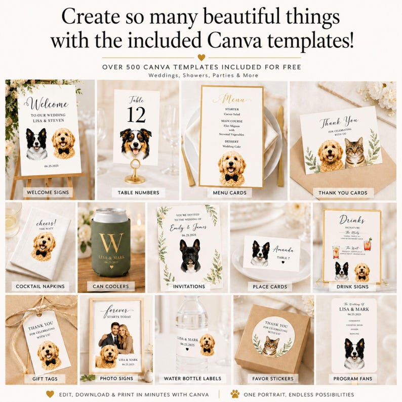 Custom Pet Signature Drink Sign Dog Portrait Bar Menu Wedding Bar Menu Sign with Dog Cocktail Drink Sign Wedding Drink Sign with 1-4 Pets image 14