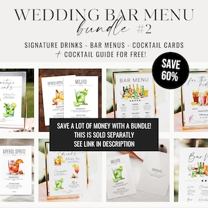 Bar menu bundle for your wedding bar.