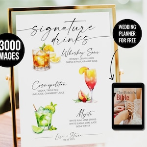 Nowoczesne drinki dla niego i dla niej Signature Drinks Bar weselny Znak Menu baru Znak Signature Cocktail Menu Menu Panny Młodej Panu Młodemu Drink Menu 3000+ obrazów WT85