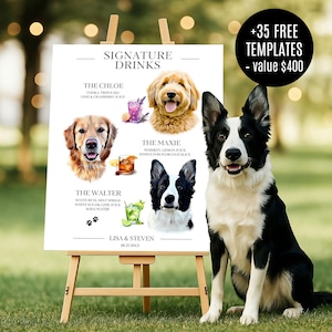 Personalized Dog Signature Drink Sign: Custom Pet Wedding Bar Menu (Digital)