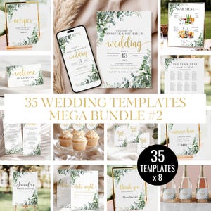 Eukalyptus-Hochzeits-Paket: Mega Sammlung von Einladungen, Save the Dates, Willkommensschilder & Brautdusche Karten, Hochzeit Eukalyptus lädt ein