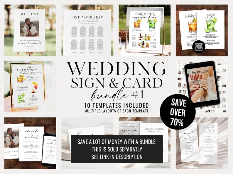 Wedding bundle with signs and card templates.