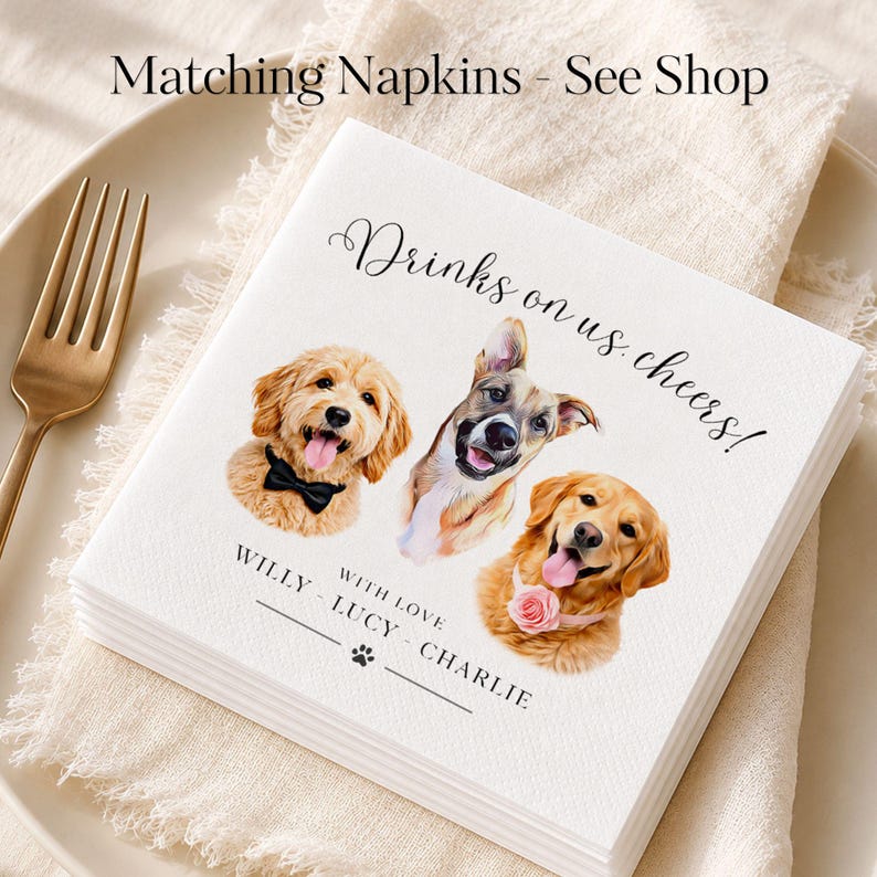 Custom Pet Signature Drink Sign Dog Portrait Bar Menu Wedding Bar Menu Sign with Dog Cocktail Drink Sign Wedding Drink Sign with 1-4 Pets image 15