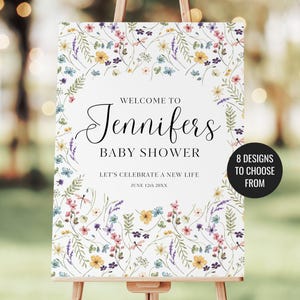 Wildflower Baby Shower Welcome Sign: Greenery Floral Decor (Digital Download)