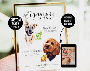Pet signature drink menu, Custom Dog signature drink sign, Custom bar menu, Dog drink sign, Pet drink sign, Dog cocktail, Signature cocktail
