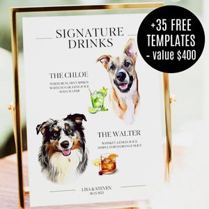 Custom dog signature drink sign Custom Pet signature drink menu Pet Signature cocktail sign Dog drink sign Pet drink sign Dog cocktail