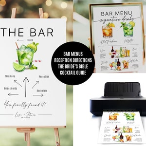 Bar Menu Template, Modern Editable Drink Menu Template, Minimalist Printable Bar Menu, Signature Drinks Sign, + 3000 Drink Images Included