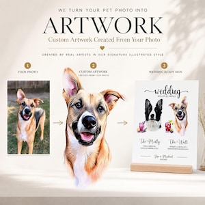 Custom Pet Signature Drink Sign Dog Portrait Bar Menu Wedding Bar Menu Sign with Dog Cocktail Drink Sign Wedding Drink Sign with 1-4 Pets image 2