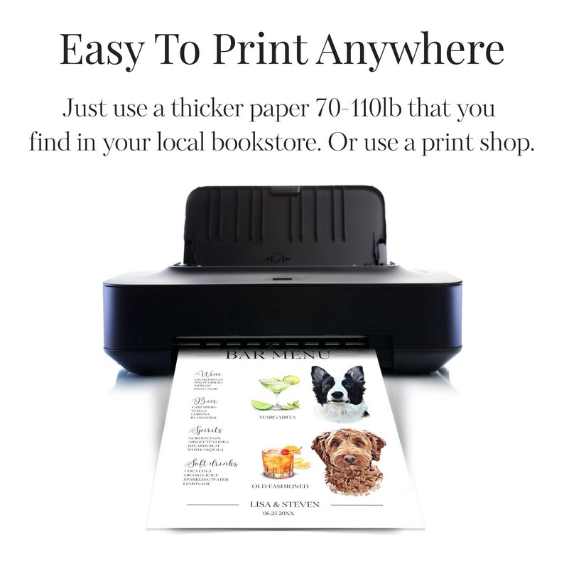 Custom Pet Signature Drink Sign Dog Portrait Bar Menu Wedding Bar Menu Sign with Dog Cocktail Drink Sign Wedding Drink Sign with 1-4 Pets image 19