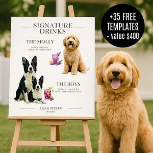 Personalized Dog Signature Drink Sign: Pet Wedding Bar Menu (Digital)