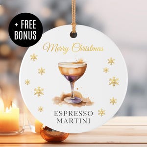 Custom Cocktail Ornament with Recipe, Christmas Gift, Drink Lover, Drink Ornament, 3000 Drinks, Free Christmas & NYE Party Template Bundle