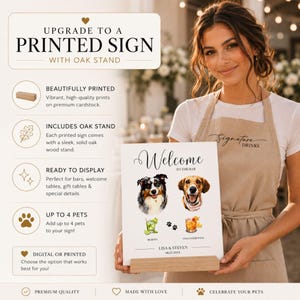 Custom Pet Signature Drink Sign Dog Portrait Bar Menu Wedding Bar Menu Sign with Dog Cocktail Drink Sign Wedding Drink Sign with 1-4 Pets image 17