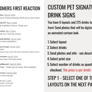 Custom dog signature drink sign Pet signature drink menu Custom bar menu Dog drink sign Pet drink sign Dog cocktail Signature Dog cocktail image 5