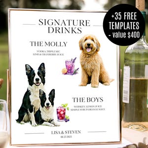 Custom Pet Signature Drink Sign: Wedding Bar Menu (Digital File)