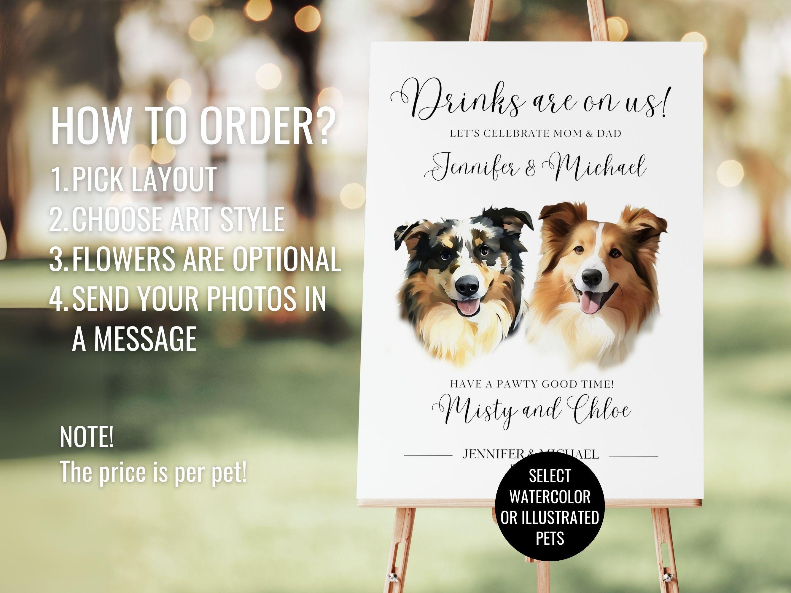 Custom Pet Wedding Welcome Sign: Animated Portrait (digital