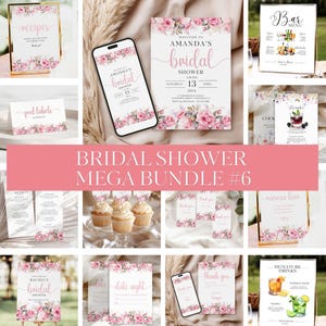 Bridal Shower Bundle - Blush Mega Bundle with Invitations, Games & Signs - Perfect for Your Rose Themed Celebration!