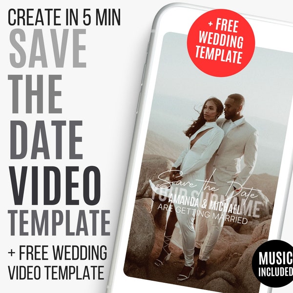 Video Save the Date Template for Wedding Invitations, Save the Date Video Invitation, Digital Save the Date Video Template, Wedding Video