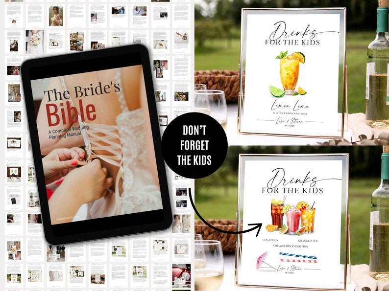 Create a single Signature Drink Signs and signature cocktail signs with this template. Or create Bar Menus for your wedding. This signature drink template includes over + 3000 watercolor cocktail and Drink Images