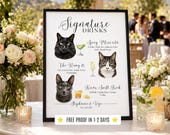 Cat Signature Drink Sign Wedding Bar Menu Digital Printable Pet Cocktail Menu Wedding Decor Dog Bar Sign for Bridal Showers Cat Hen Parties
