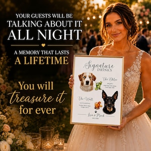 Cat Signature Drink Sign Wedding Bar Menu Digital Printable Pet Cocktail Menu Wedding Decor Dog Bar Sign for Bridal Showers Cat Hen Parties image 4